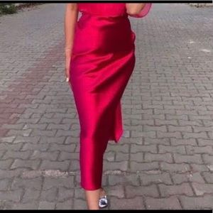 Zara Pink Satin Slip Skirt